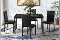Set Of 4 Dining Chairs Black Faux Leather Upholstery Casual Dining Room Furniture Metal Frame Black Dining Room Side Chair Metal