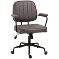 Vinsetto Home Office Chair, Microfiber Computer Desk Chair With Swivel Wheels, Adjustable Height, And Tilt Function, Light Brown Brown Polyester
