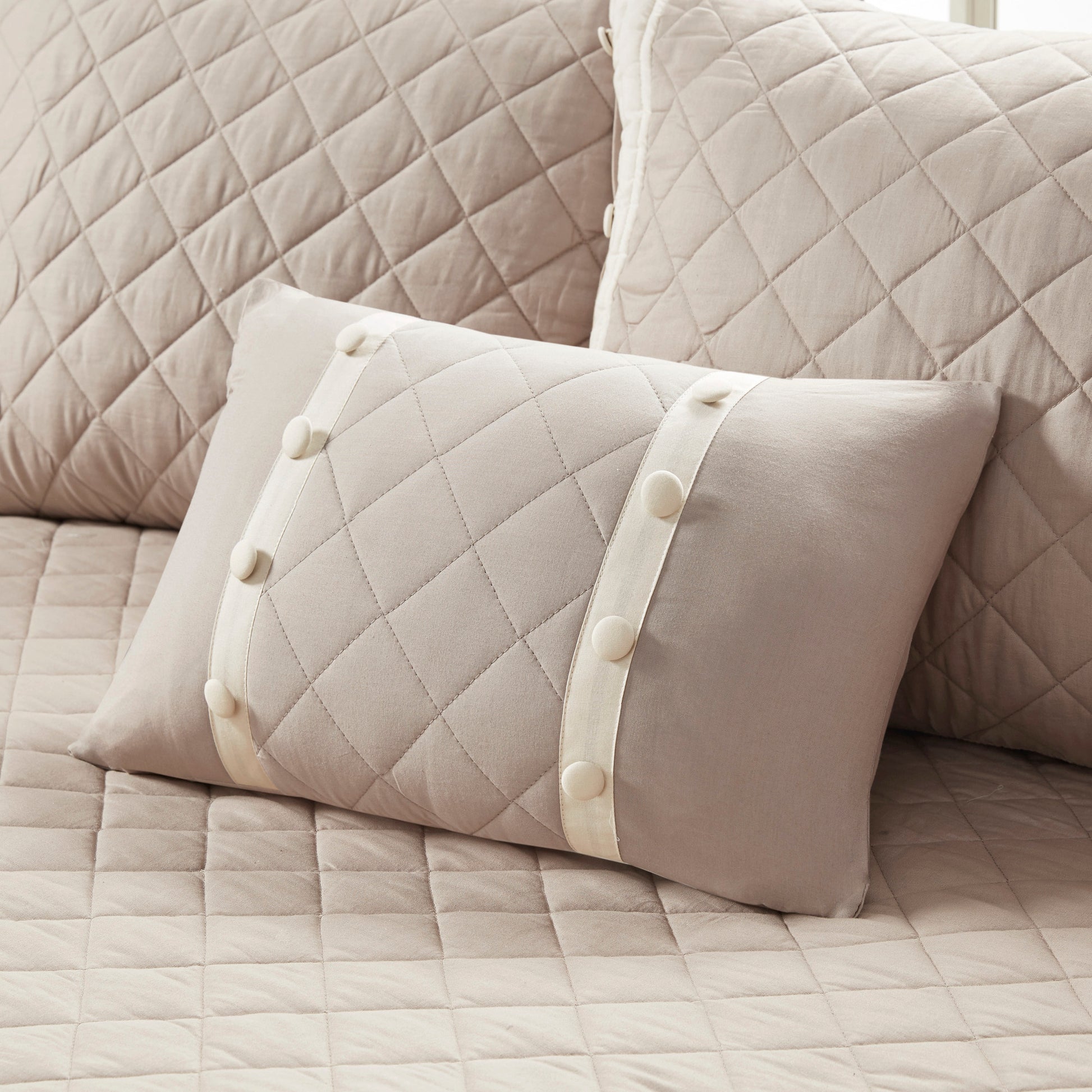 6 Piece Cotton Daybed Cover Set Khaki Daybed Khaki Polyester