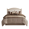 7 Piece Faux Suede Comforter Set Brown Cal King California King Brown Polyester
