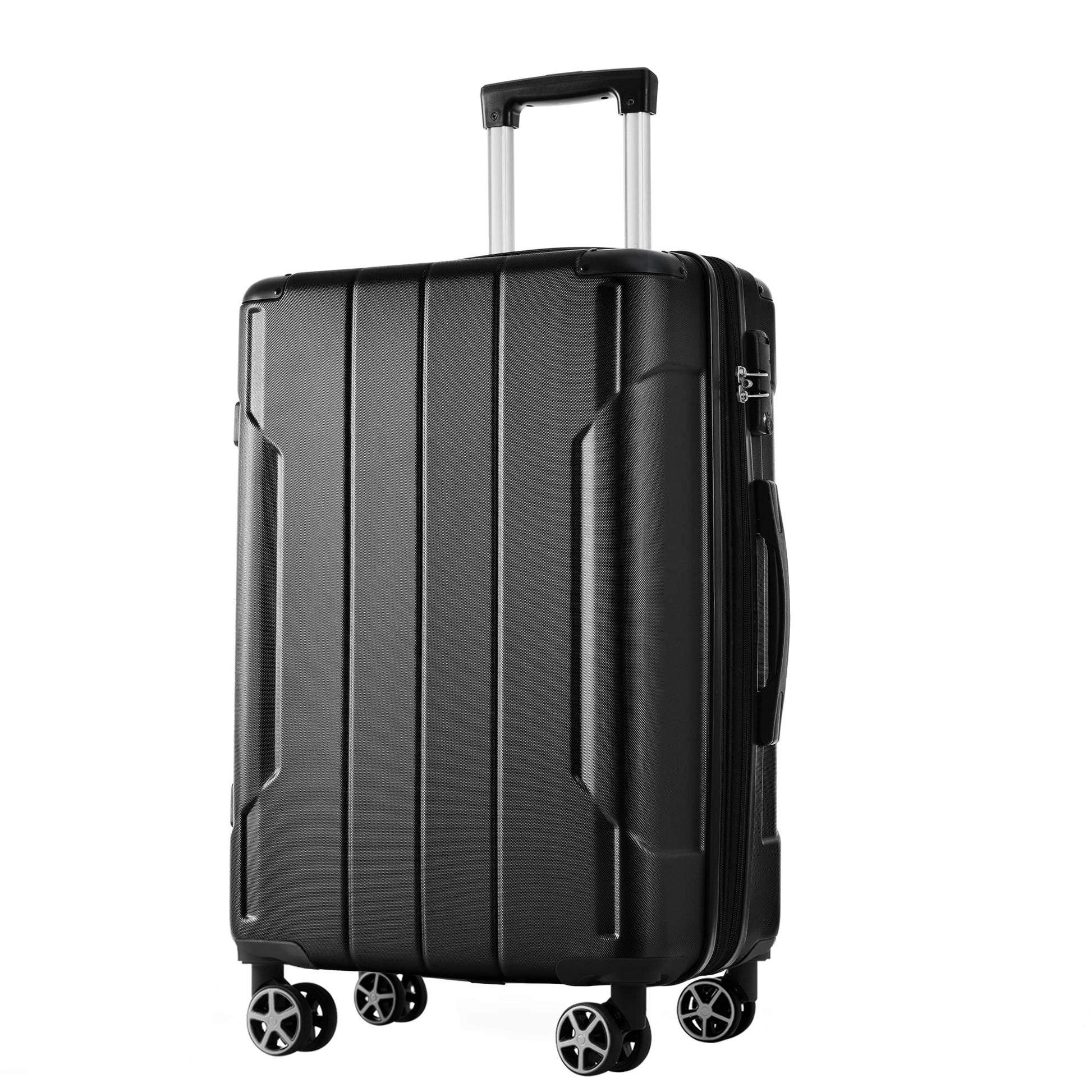 Luggage Sets 3 Piece, Expandable Hard Shell Abs Suitcases With Double Spinner, Travel Luggage Set With Tsa Lock 20 24 28Inch, Black Black Abs