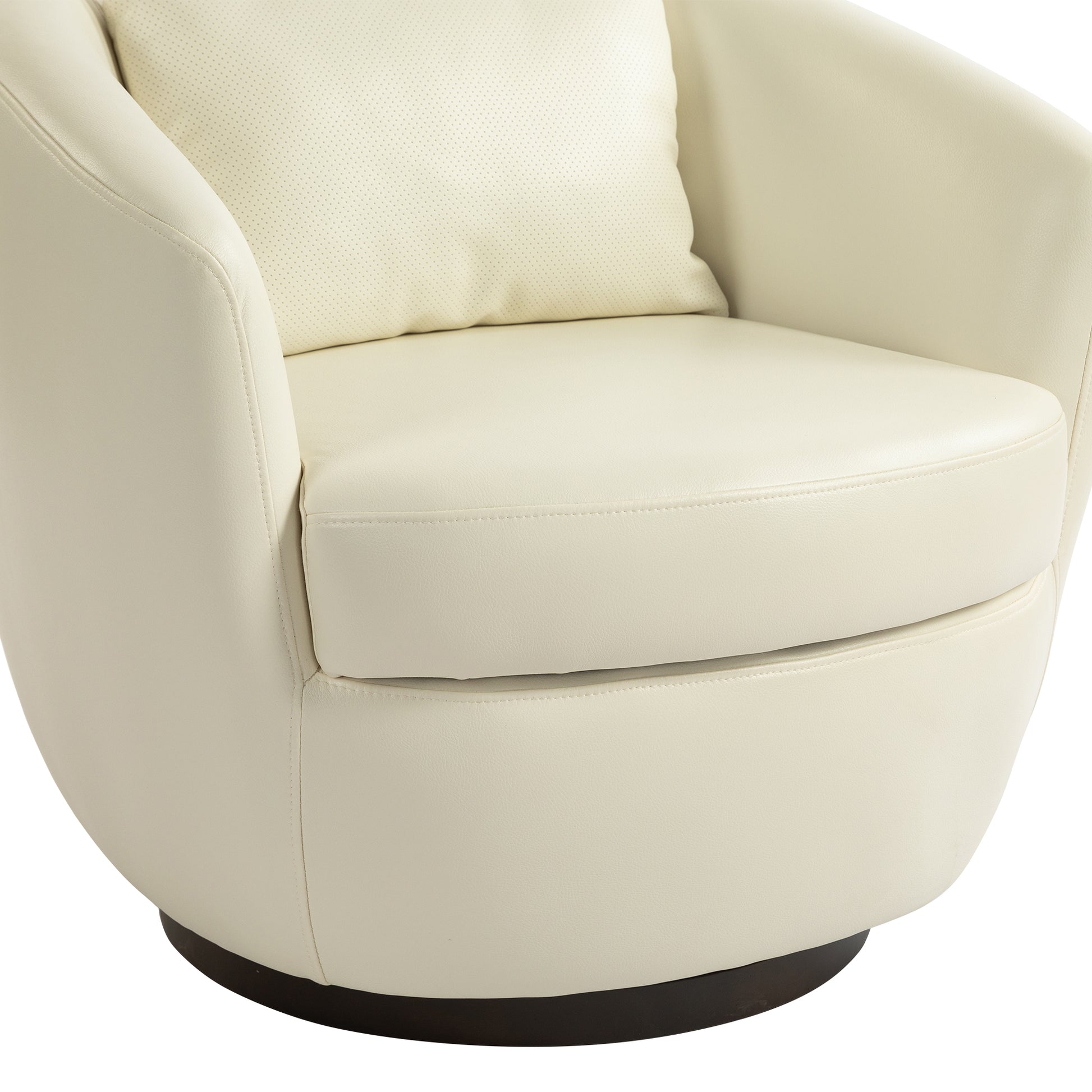 Upholstered Swivel Barrel Armchair With Storage Modern Living Room Side Chair For Bedroom Office Reading Spaces Pu Light Beige Light Beige Foam Upholstered