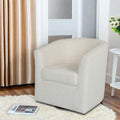 Teddy Velvet Swivel Chair, White, No Installation Required White Teddy