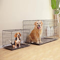 36 Inch Folding Metal Wire Dog Crate, Durable, Foldable, Collapsible Double Door Dog Crate With Removable Leak Proof Pan, Portable Dogs Crate With Divider, Black Black Iron