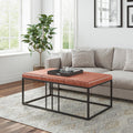 Riley Indoor Brown Faux Leather Multi Function Entry Bench Table Brown Black Foam Metal
