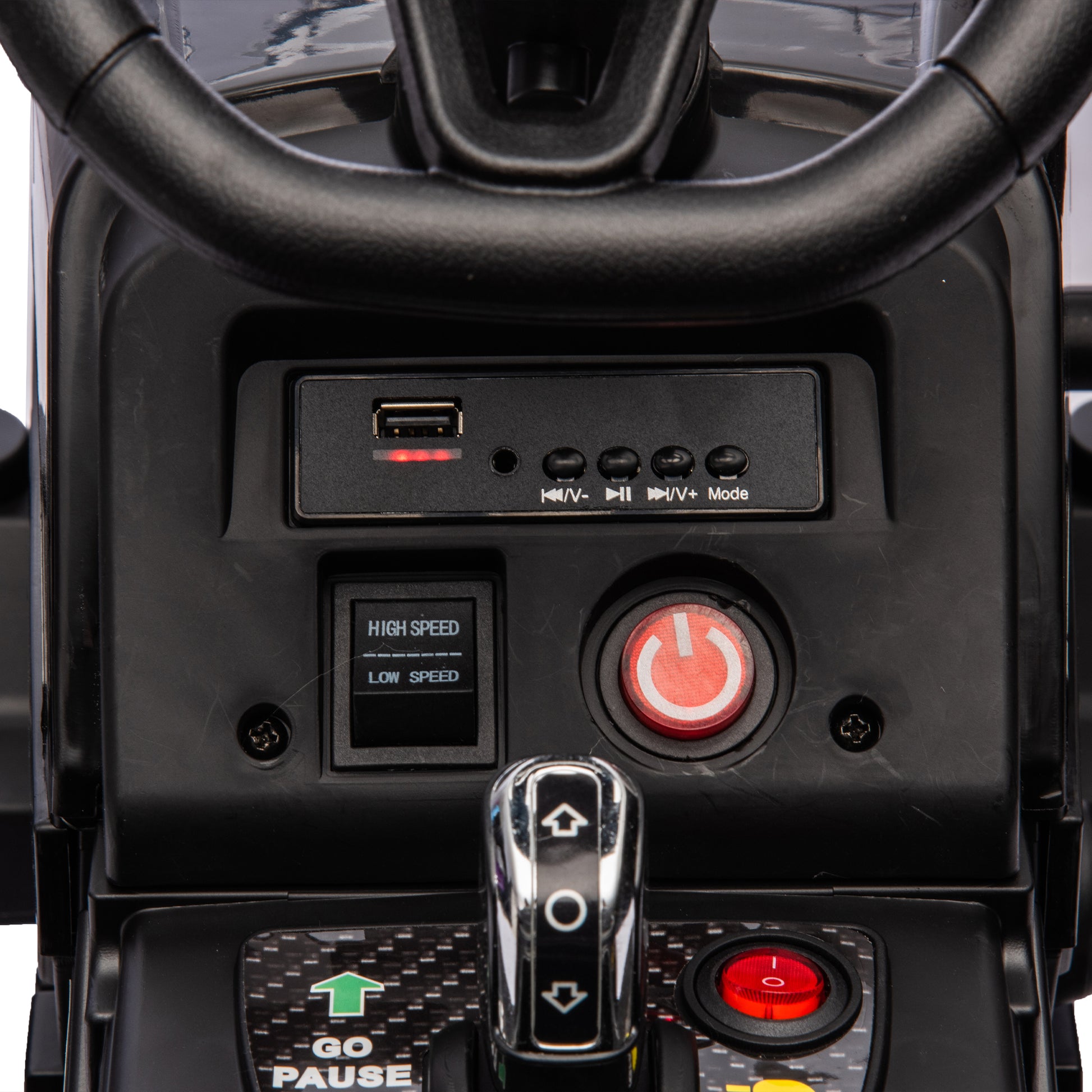 Ride On Tractor2.0 With Trailer,24V Battery Powered Electric Tractor Toy, 200W*2Motor 1.86 4.97Mph Remote Control,Electric Car For Kids,Three Speed Adjustable,Usb,Mp3 ,Bluetooth,Led Light, Safety Belt Black Polypropylene