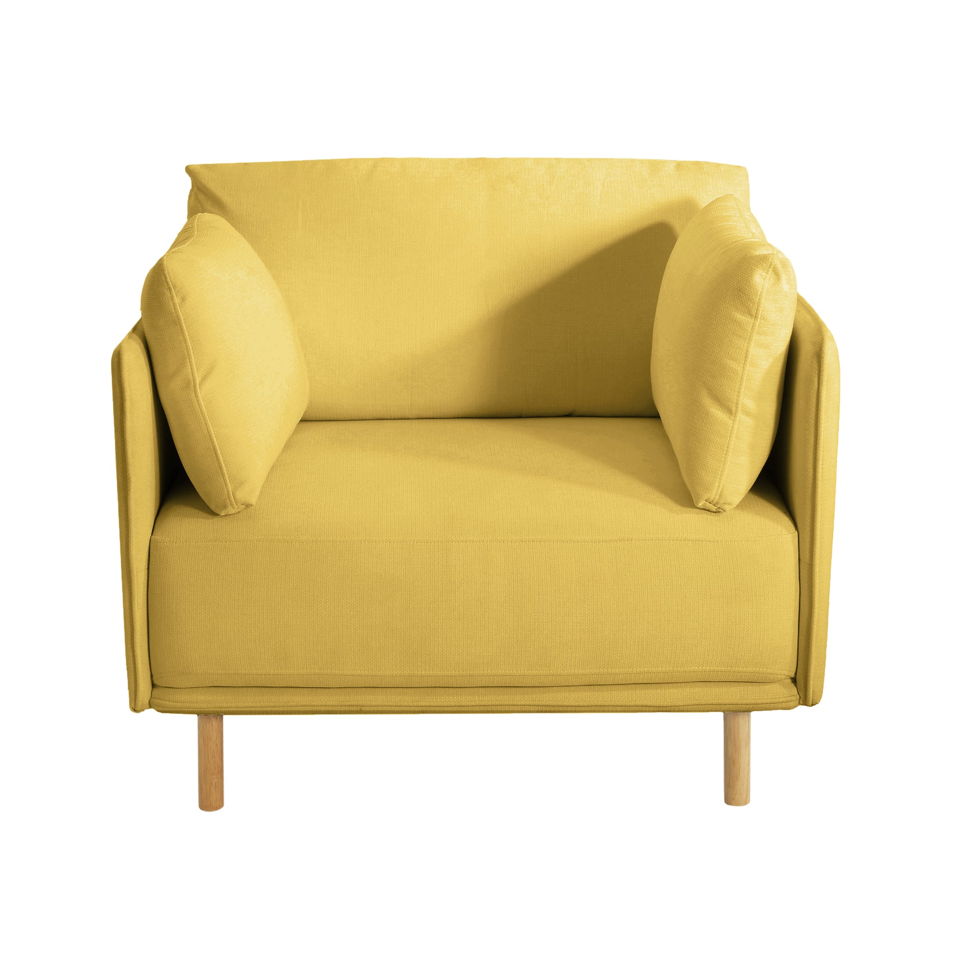 39" Modern Upholstered Accent Chair With Soft Cushions, Sleek Armrest Design And Sturdy Wooden Legs, Cozy Seating For Living Room, Bedroom, Or Office Lounge Yellow Metal,Polyester,Solid Wood Mdf