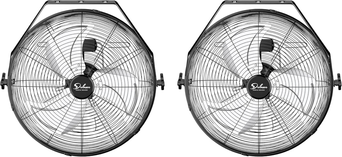 20 Inch High Velocity 3 Speed, Black Wall Mount Fan Black Metal