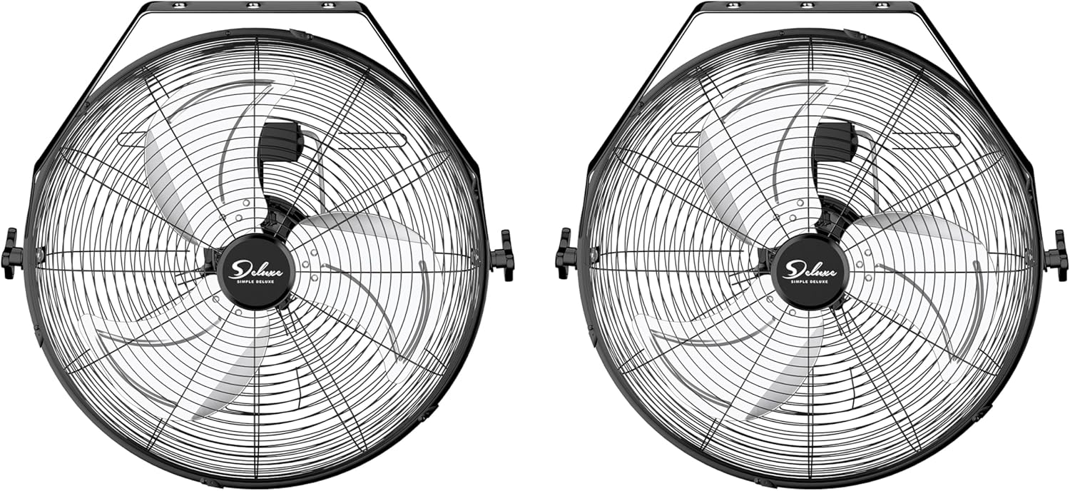 20 Inch High Velocity 3 Speed, Black Wall Mount Fan Black Metal