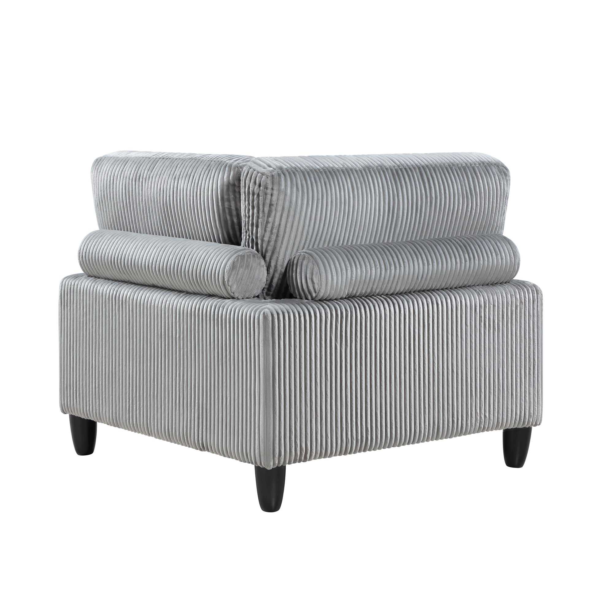 5Pc Modular Sectional Set Gray Corduroy Upholstery 2X Armless Chairs 3X Corner Seats Soft Pillows Living Room Furniture Gray Corduroy Wood Primary Living Space Contemporary,Modern Modular