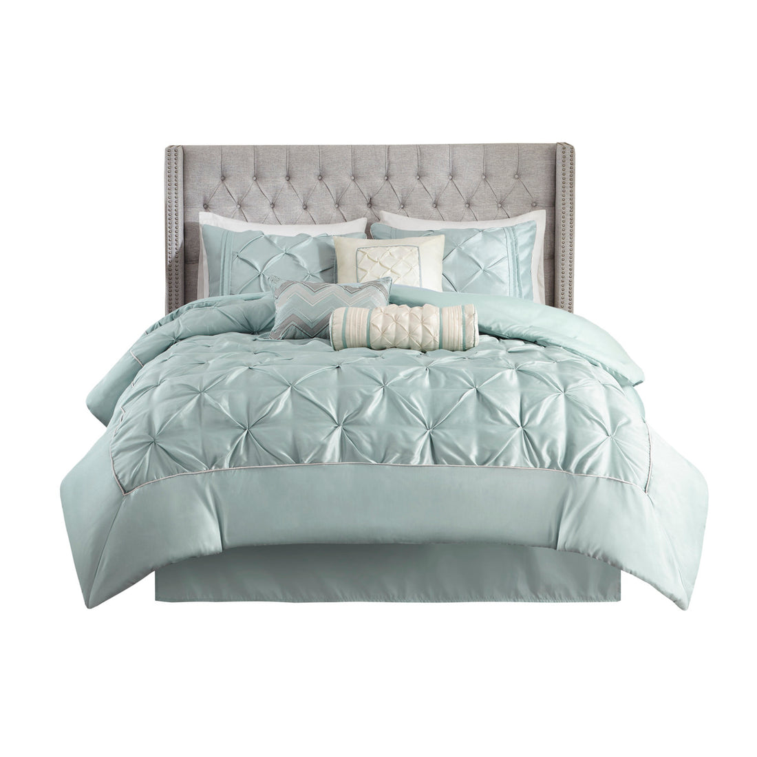 7 Piece Tufted Comforter Set Seafoam Cal King California King Seafoam Polyester