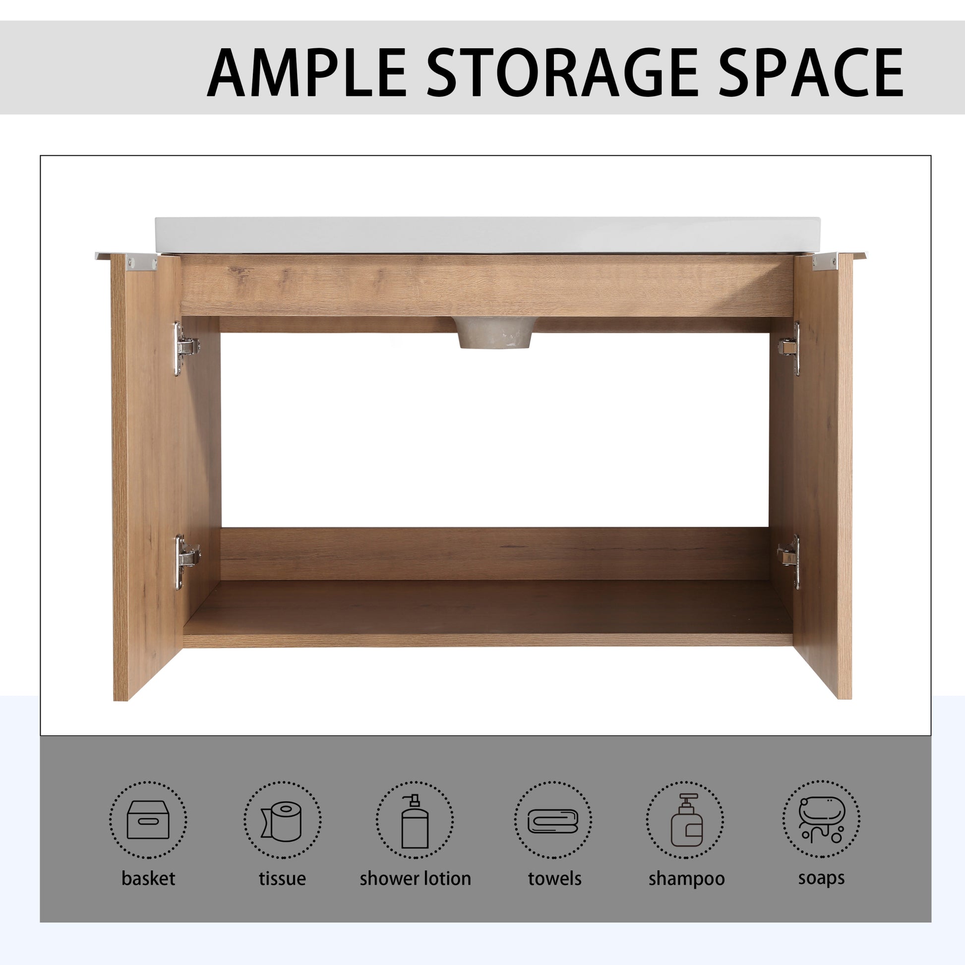 Soft Close Doors Bathroom Vanity With Sink,30 Inch For Small Bathroom,30X18 00630 Imo Kd Packing Imitative Oak Bathroom Modern Plywood Plywood