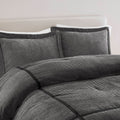 7 Piece Micro Corduroy Comforter Set Grey Cal King Grey Polyester