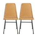 Dining Chair Set Of 2 Light Brown Pe Rattan Iron