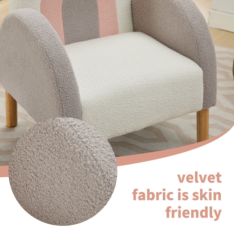 Accent Chair Sofa, Toddler Fabric With Solid Wooden Frame,Rainbow Design Multicolor Polyester Blend