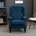 Homcom Button Tufted Accent Chair With High Wingback, Rounded Cushioned Armrests And Thick Padded Seat, Blue Blue Fabric