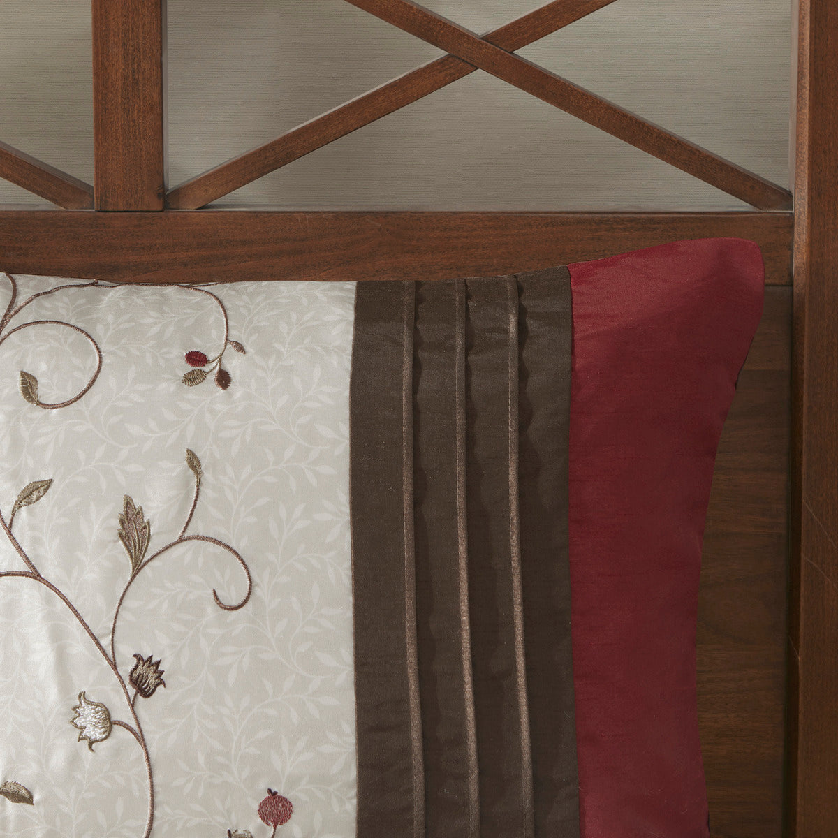 Embroidered 7 Piece Comforter Set Red King King Red Polyester