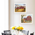 2 Piece Vignette Autumn Red Barns White Framed Wall Art For Living Room, Farmhouse Wall Art Print For Home Decor, Bedroom Wall Art By Billy Jacobs Multicolor Wood Paper