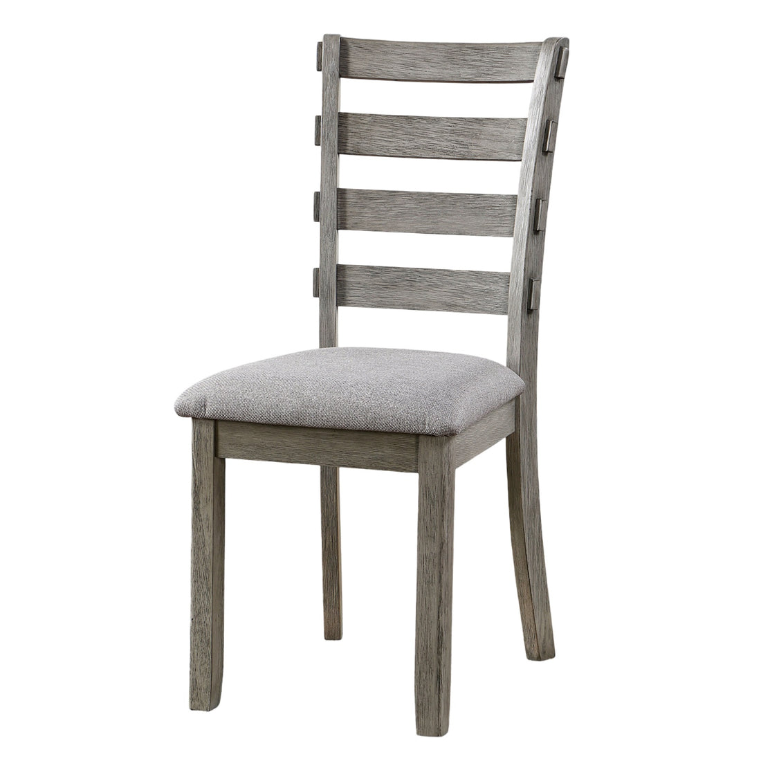 Gray Color Dining Chairs Padded Seat Set Of 2Pc Side Chair Ladder Back Kitchen Dining Room Wire Brushed Finish Gray Dining Room Classic,Modern,Transitional Dining Chairs Rubberwood Ladder Back Set