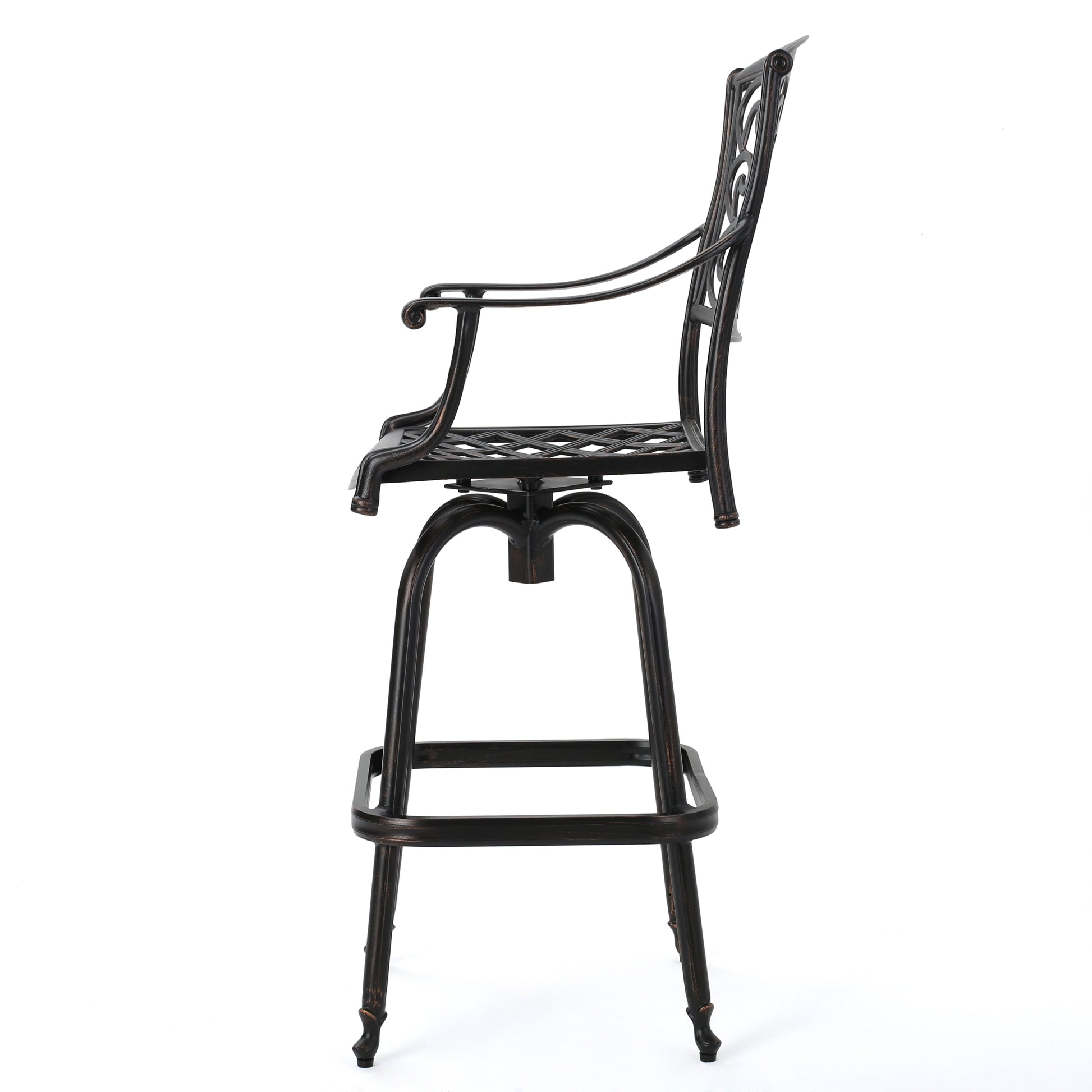 Waterbury Cast Barstool Copper Mildew Resistant Cushion Garden & Outdoor Antique,Casual,Classic Metal