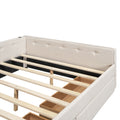 Full Size Upholstered Platform Bed With Usb And 2 Drawers, Beige Box Spring Not Required Full Beige Wood Bedroom Bed Frame Linen Upholstered