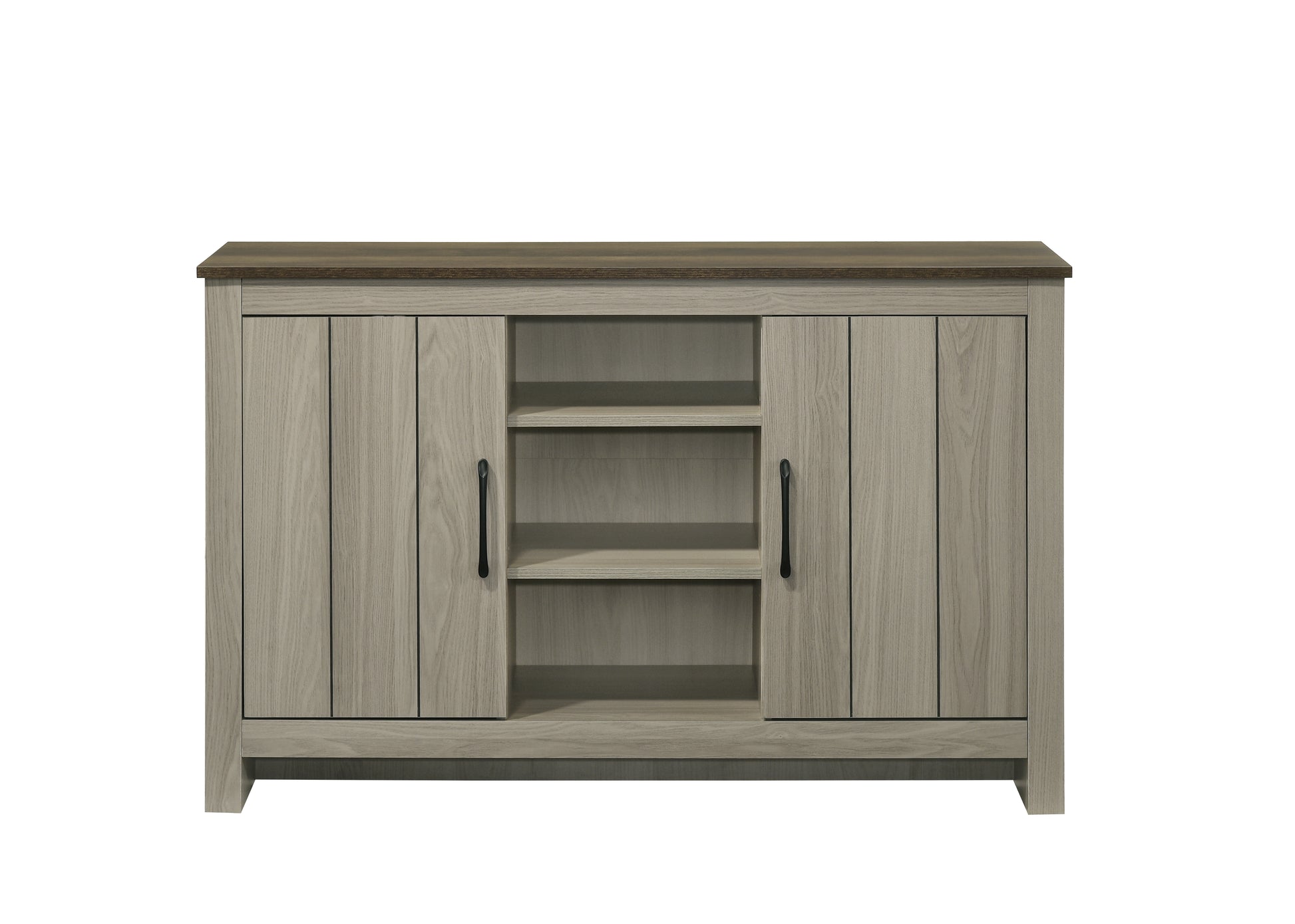 Nyla 47"W Gray Oak Console Table, Buffet Table, Sideboard With Shelves And Cabinet Doors Oak Engineered Wood