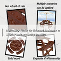 Outdoor 8 Person Picnic Table, 8 Person Round Picnic Table With 4 Built In Benches, Umbrella Hole, Outside Table And Bench Set For Garden, Backyard, Porch, Patio, Brown Brown Wood Metal