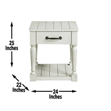 Hemingway End Table White White Wood