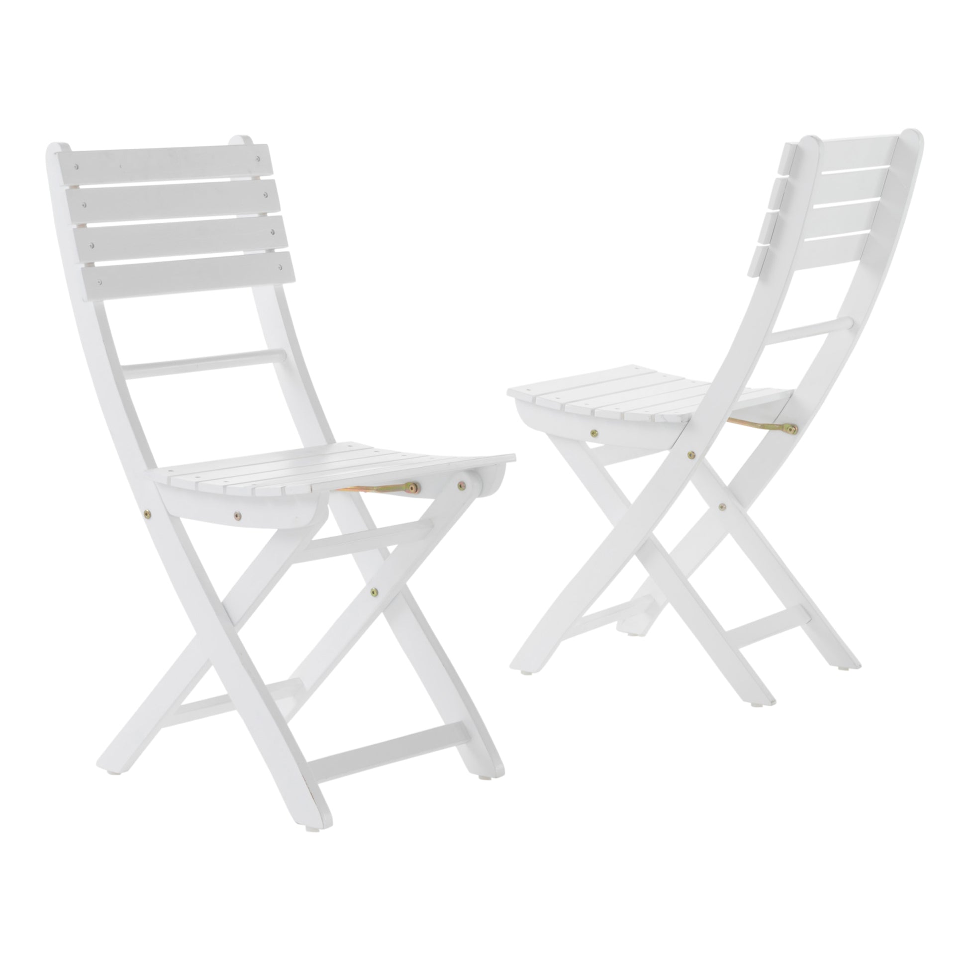 Positano Foldable Dining Set, White White Acacia Wood