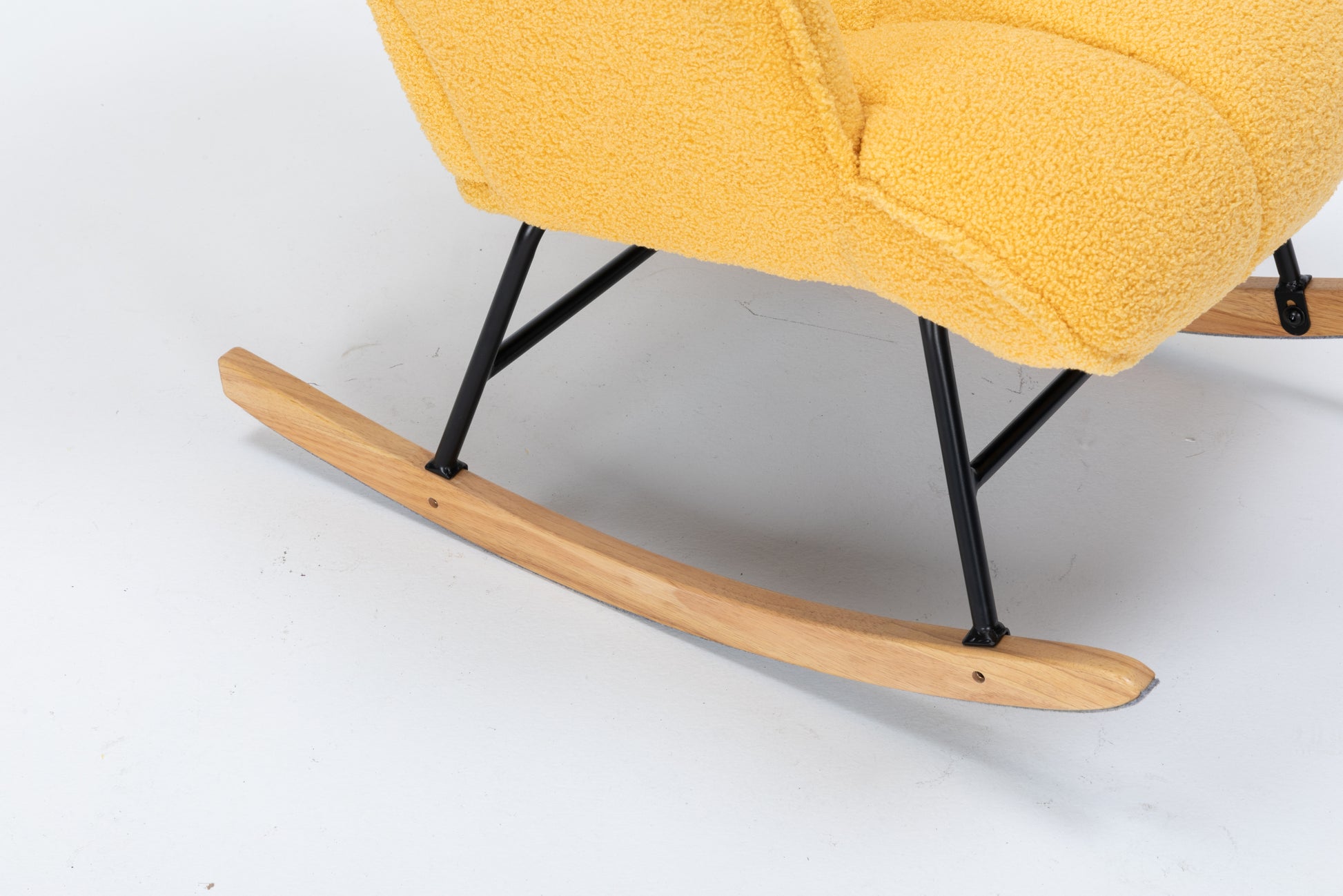 Rocking Chair Nursery, Teddy Upholstered Glider Rocker With High Backrest, Reading Chair Modern Rocking Accent Chairs Glider Recliner For Living Room, Nursery, Bedroom Yellow Velvet