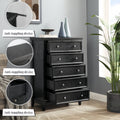 Modern 5 Drawers Dresser 5 Drawers Cabinet,Chest Of Drawers Closet Organizers And Storage Clothes Storage Drawers Cabinet For Living Room, Farmhouse Dresser Organizer Black Black Mdf