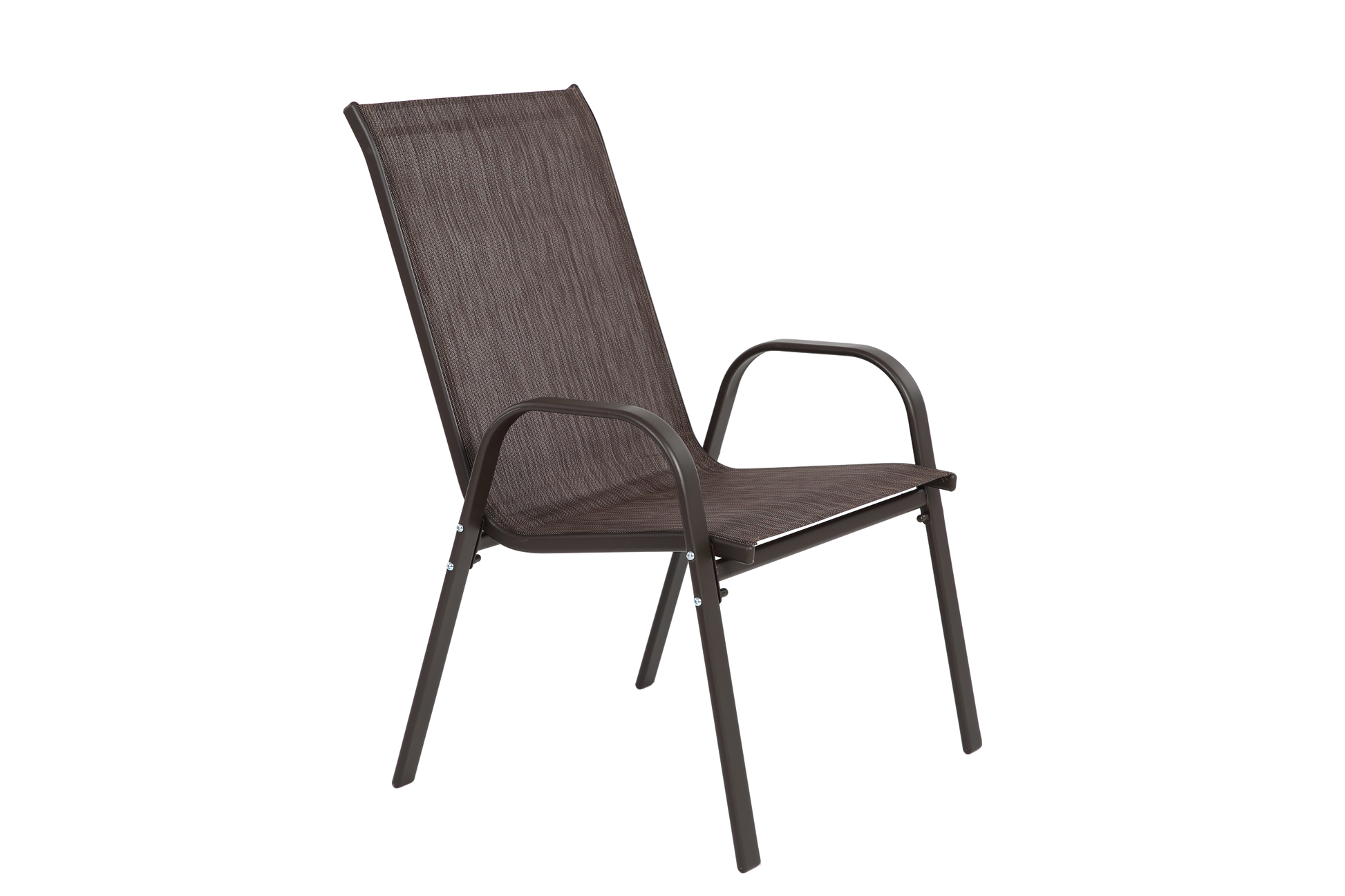 2 Piece Patio Chairs, Outdoor Camping Chairs Withtextilene Fabric, Set Of 2 Garden Chairs With Armrest High Backrest For Garden Patio Pool Beach Yard Space Saving Brown Brown Steel
