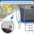 10Ft Trampoline With Enclosure Recreational Trampolines With Ladder And Anti Rust Coating, Pumpkin Shaped Trampoline With Slide And Basket Board, Astm Approval Outdoor Trampoline For Kids Black Blue