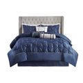 7 Piece Tufted Comforter Set Navy Queen Queen Navy Polyester