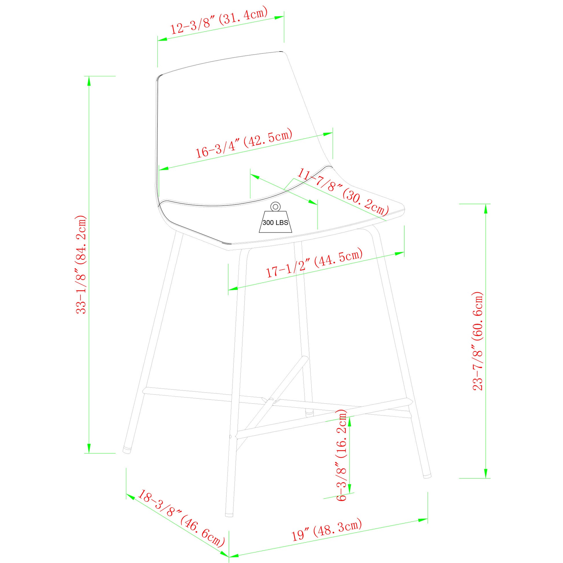 Modern Upholstered Counter Stool With Metal X Base, Set Of 2, Black Black Foam Pu Leather