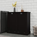 Two Compartment Tilt Out Laundry Sorter Cabinet Black Black Mdf