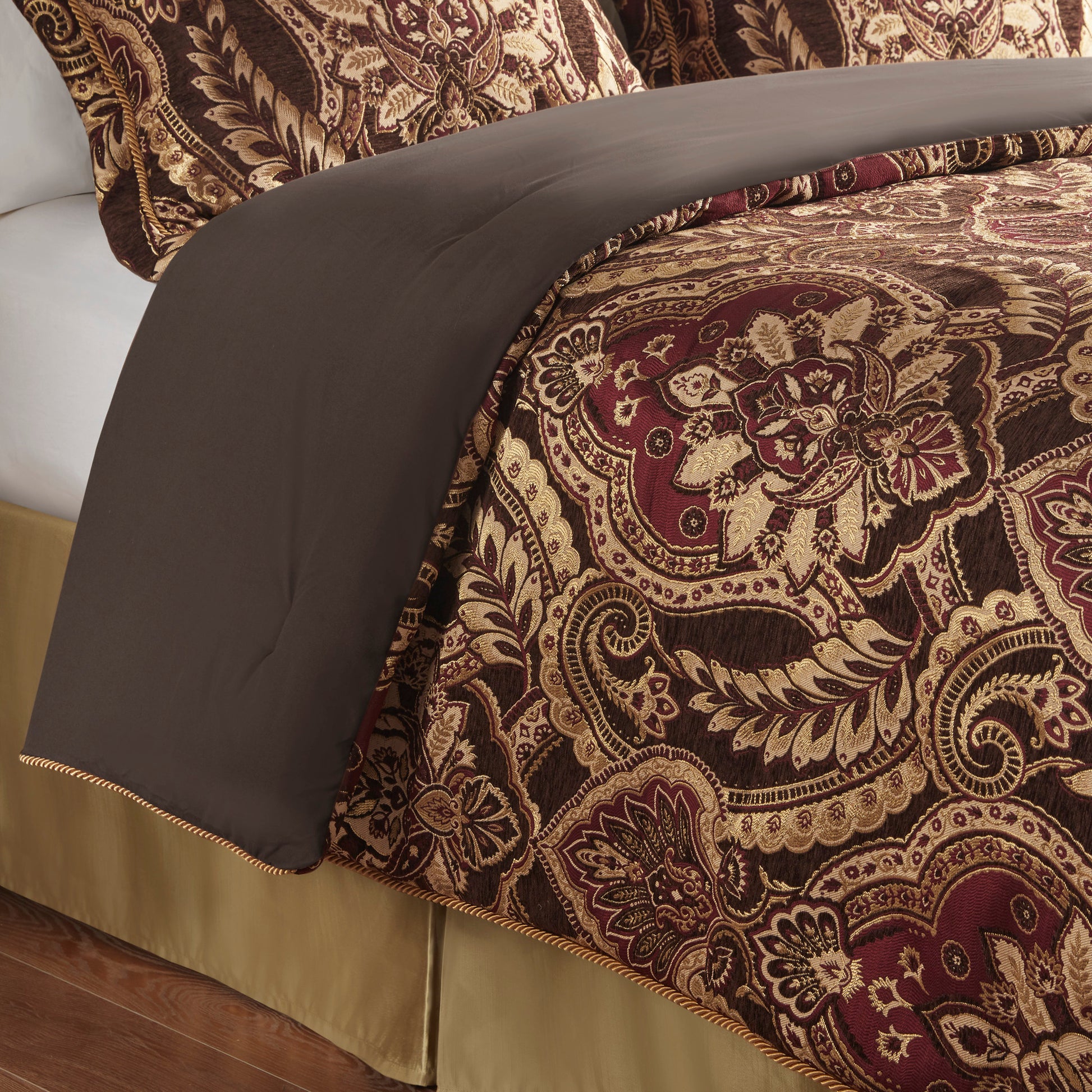 4 Piece Comforter Set Burdy King King Multicolor Polyester