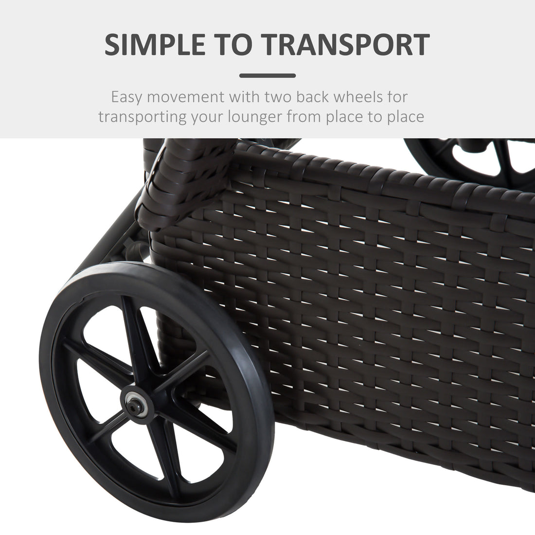 Outsunny Wicker Outdoor Chaise Lounge, 5 Level Adjustable Backrest Pe Rattan Pool Lounge Chair With Wheels, Cushion & Headrest, Dark Coffee And Cream White Colorful Rattan