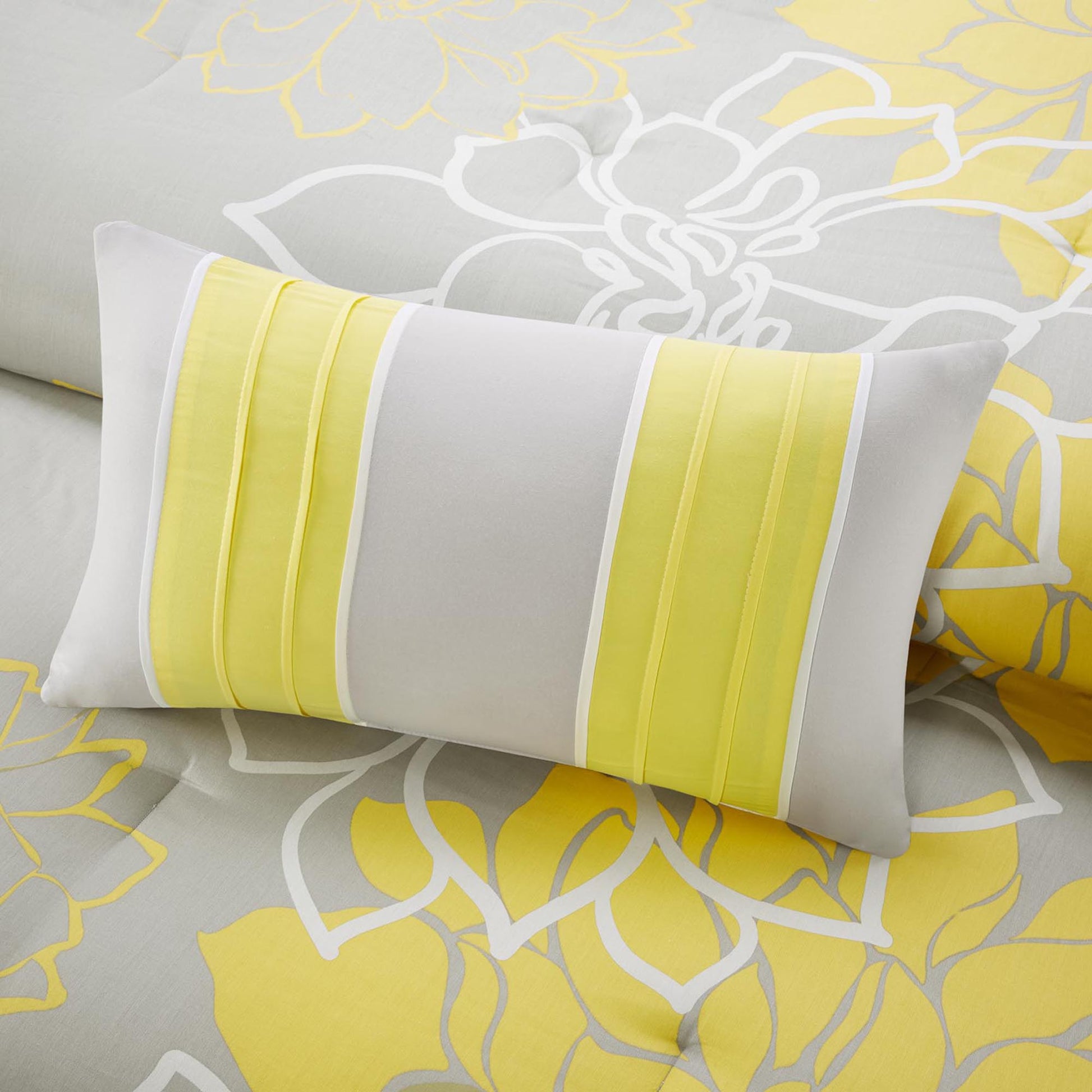 Printed Cotton Sateen Comforter Set Taupe Grey Yellow King King Yellow Grey Polyester