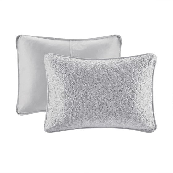 Reversible Quilt Set Grey King Cal King King Grey Cotton