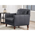 Ennis Leather Chair Gunmetal Down Filling Genuine Leather