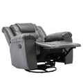 360 Swivel And Rocking Home Theater Recliner Manual Recliner Chair With Wide Armrest For Living Room,Bedroom, Grey Grey Foam Pu