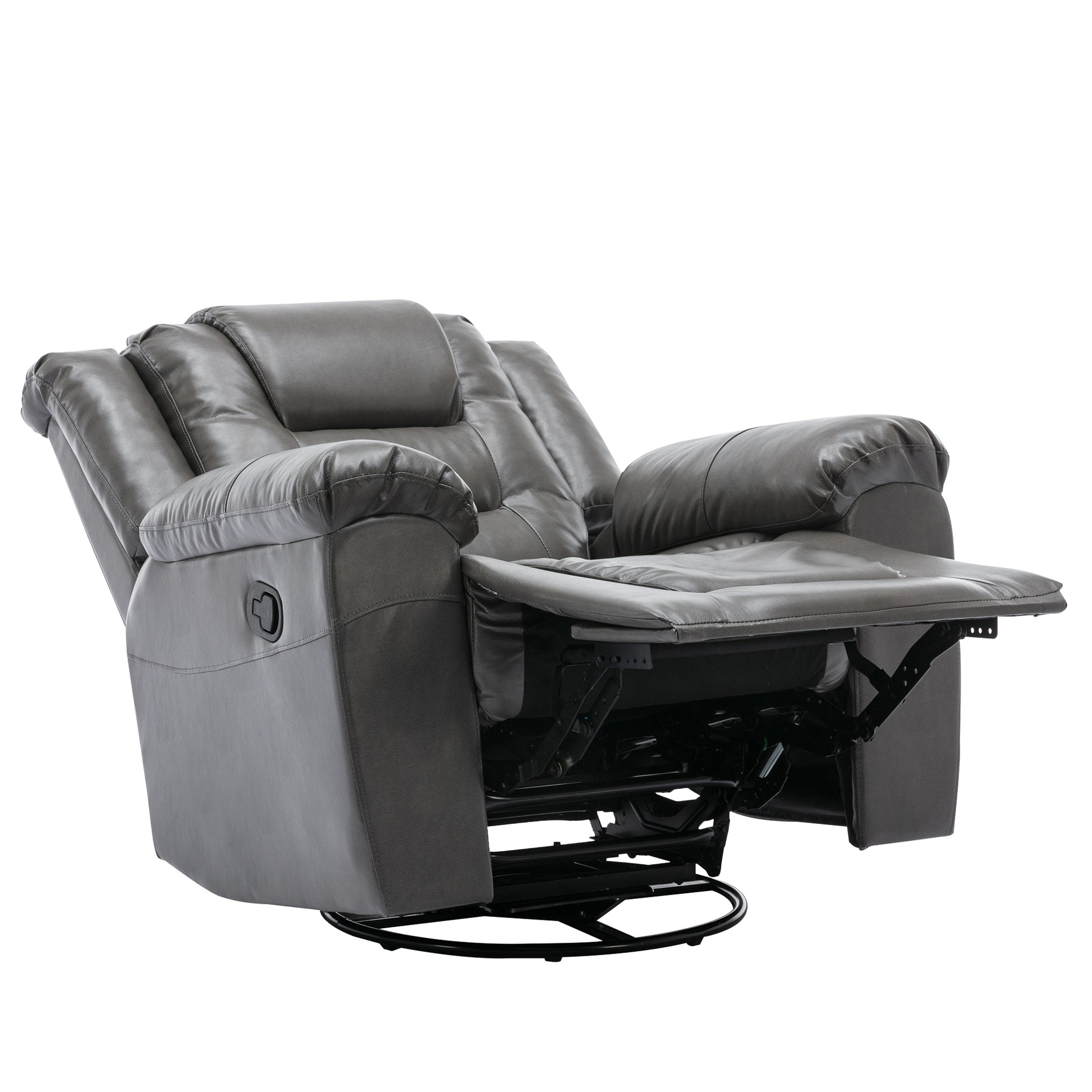 360 Swivel And Rocking Home Theater Recliner Manual Recliner Chair With Wide Armrest For Living Room,Bedroom, Grey Grey Foam Pu