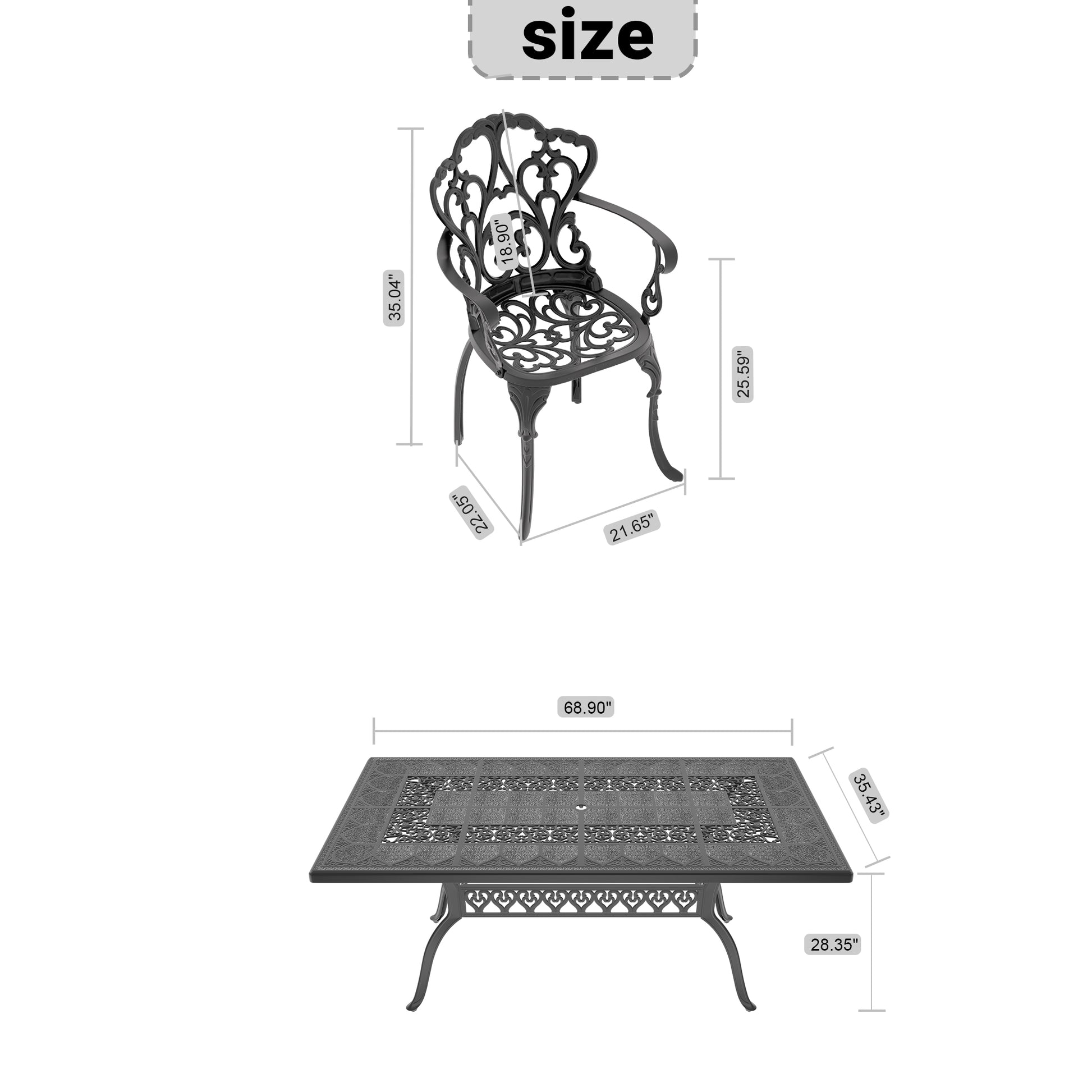 Cushions In Random Colors 5 Piece Set Of Cast Aluminum Patio Furniture With Cushions Yes Dining Set Black Seats 4 Rust Resistant Frame Water Resistant Cushion Garden & Outdoor Complete Patio Sets Aluminium