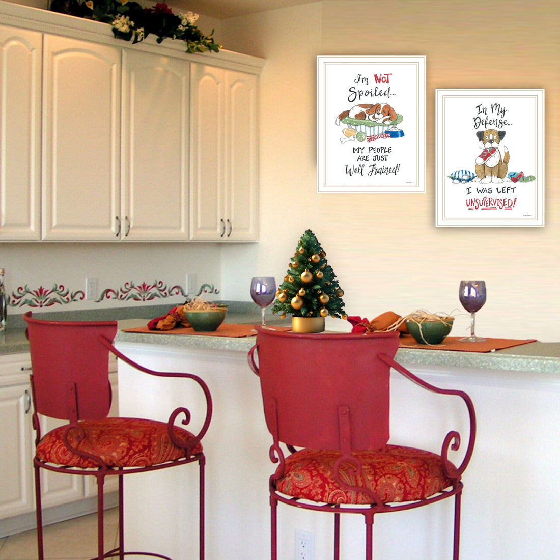 2 Piece Vignette I Was Left Unsupervised White Framed Wall Art For Living Room, Bedroom Wall Art Print For Home Decor By Deb Strain Multicolor Wood Paper