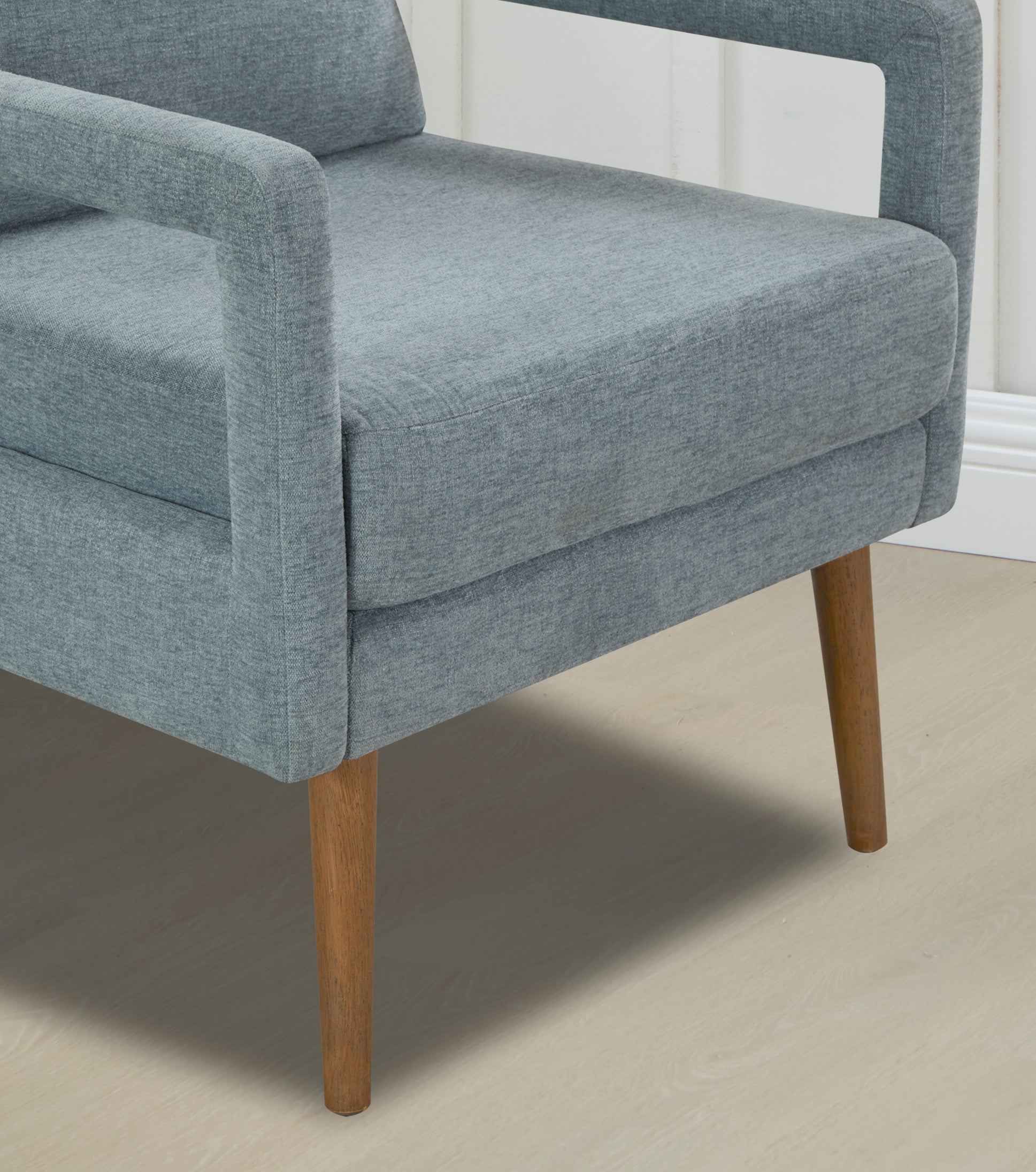 Mid Century Armchair2Pcs, Accent Chair With Wood Legs & Soft Cushion For Living Room, Bedroom, Home Office, Study, Dim Grey Grey Foam Wood Fabric