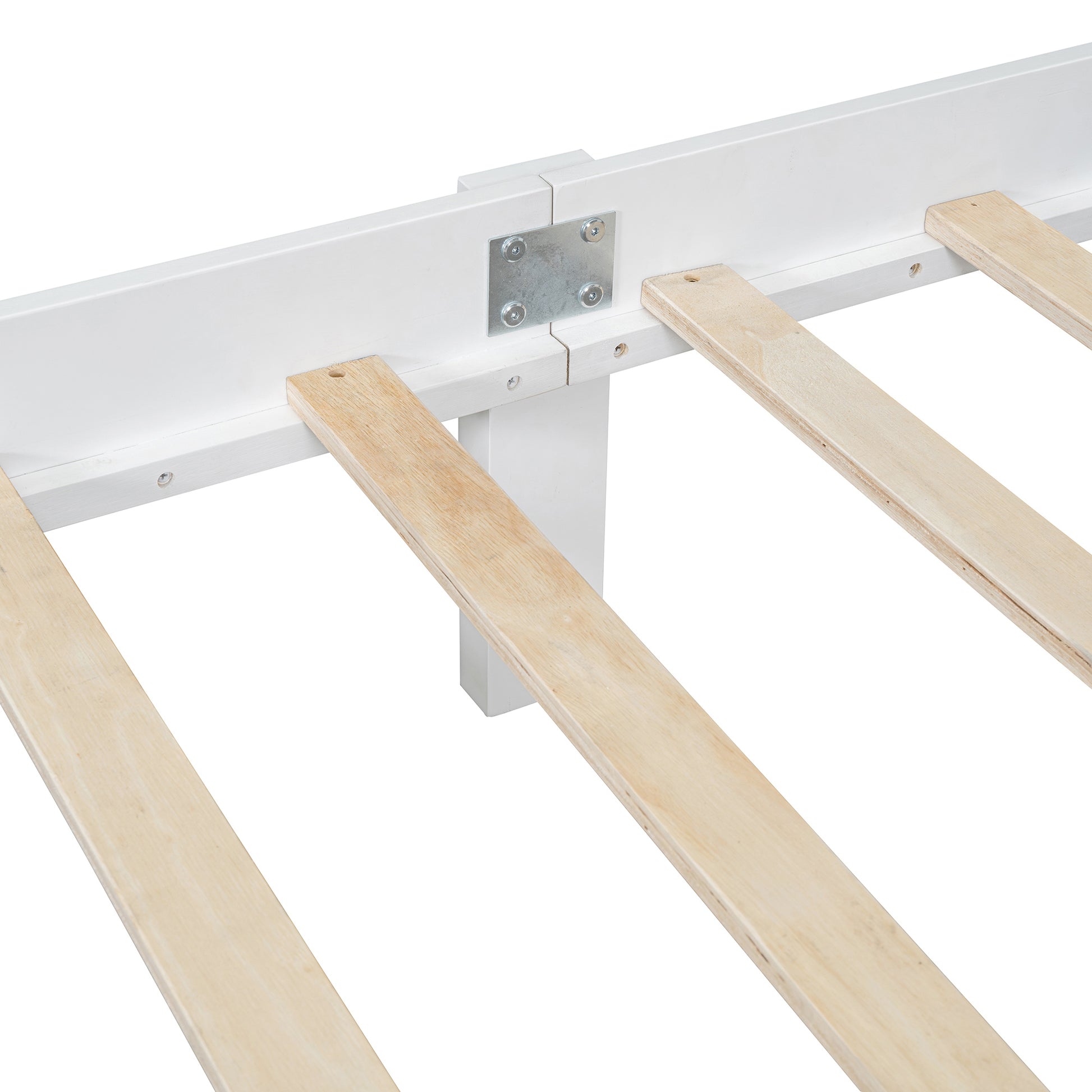 Queen Size Wood Platform Bed Wooden Slat Support, Vintage Simple Bed Frame With Rectangular Headboard And Footboard, White Box Spring Not Required Queen White Wood