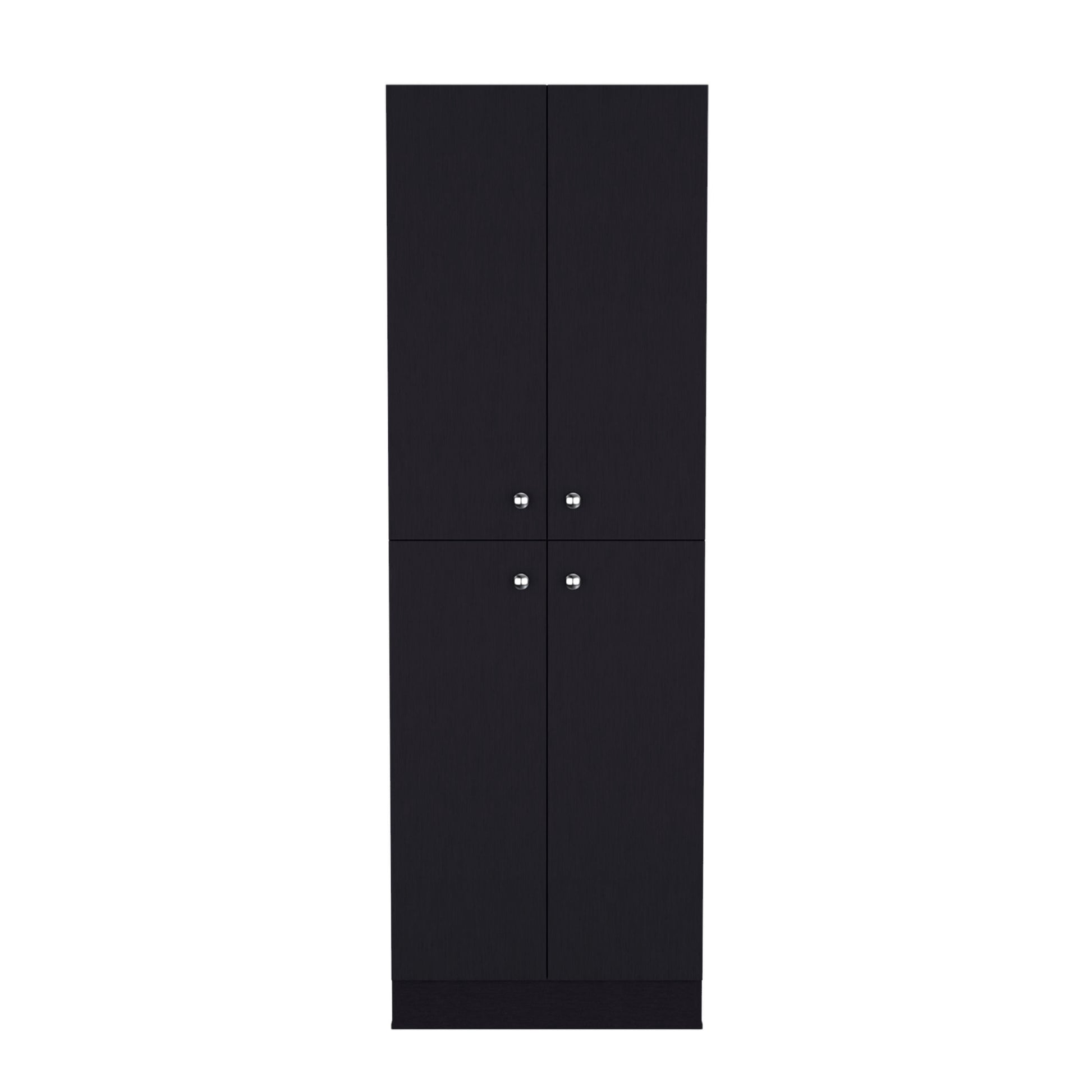 Lynch Kitchen Pantry Storage Cabinet 71" Height, With 4 Doors, 5 Adjustable Shelves, Freestanding Cupboard For Dining Room Living Room, Laundry Freestanding Black Kitchen Shelves Included Modern Particle Board Engineered Wood
