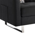 Caden 54 Inch Modern Loveseat With Side Pocket And 2 Pillows, Dark Gray Dark Gray Wood Fabric 2 Seat
