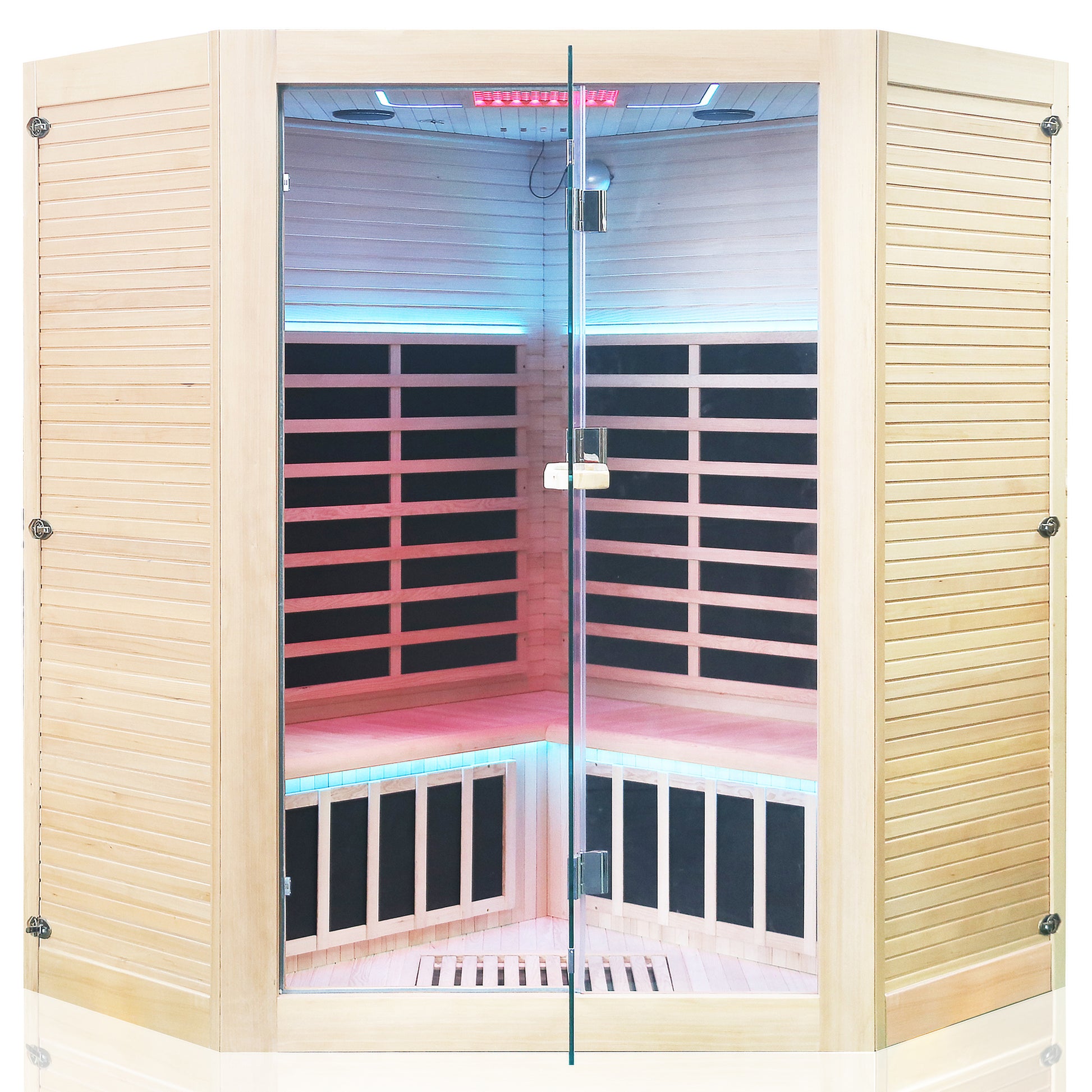 Canadian Hemlock Pentagonal Double Sauna Natural Graphite Bathroom Wood Paper Glass